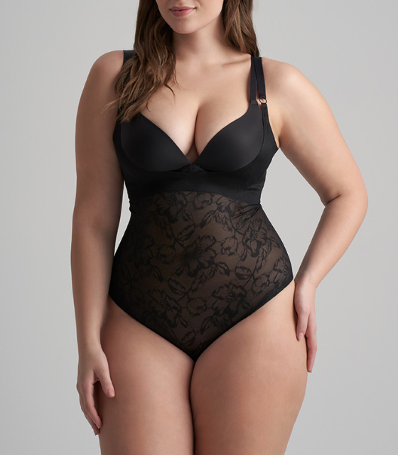 [242-BLK-S] bye bra LACE OPEN BUST aðhaldssamfella- 242 (S)