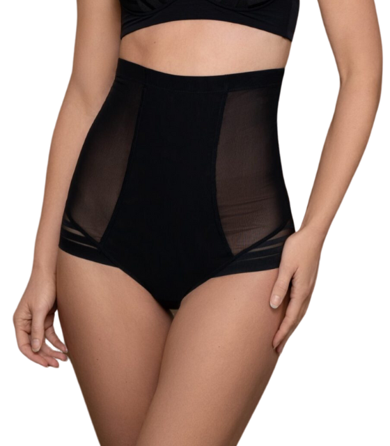 [114-BLK-S] bye bra POWERMESH háar aðhaldsbuxur - 114 (S)